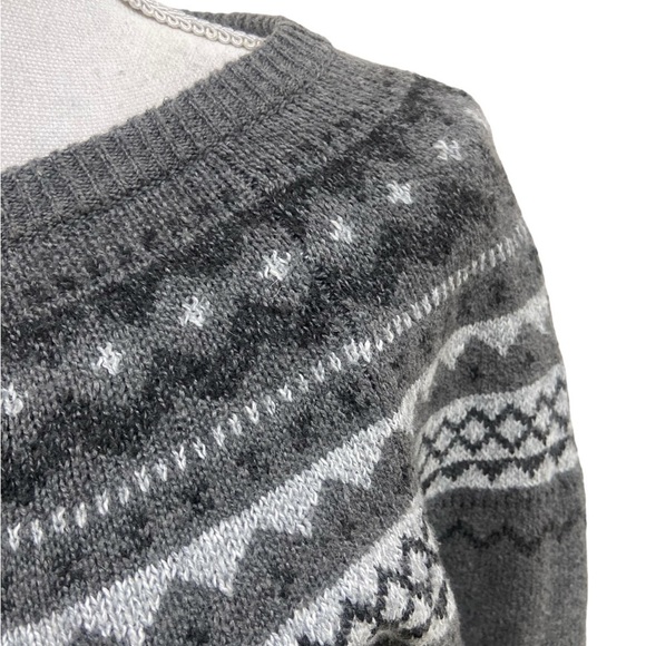 NWT Charlie Paige gray crew neck Nordic sweater dress/tunic ribbed hems medium - Picture 5 of 11